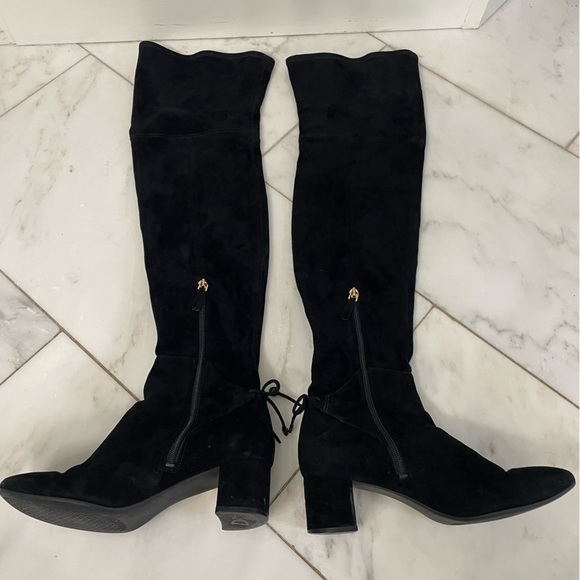 Tory Burch 41621 Black Over The Knee Suede Leather Laila Block Heel Boots size 8 - Picture 2 of 16